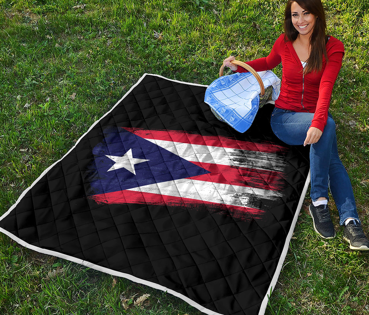 Flag Of Puerto Rico Print Quilt