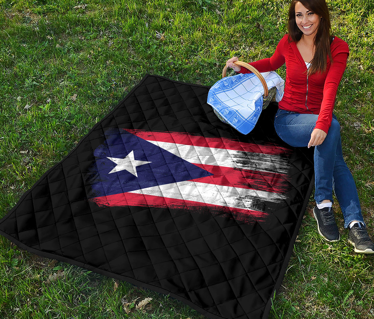 Flag Of Puerto Rico Print Quilt