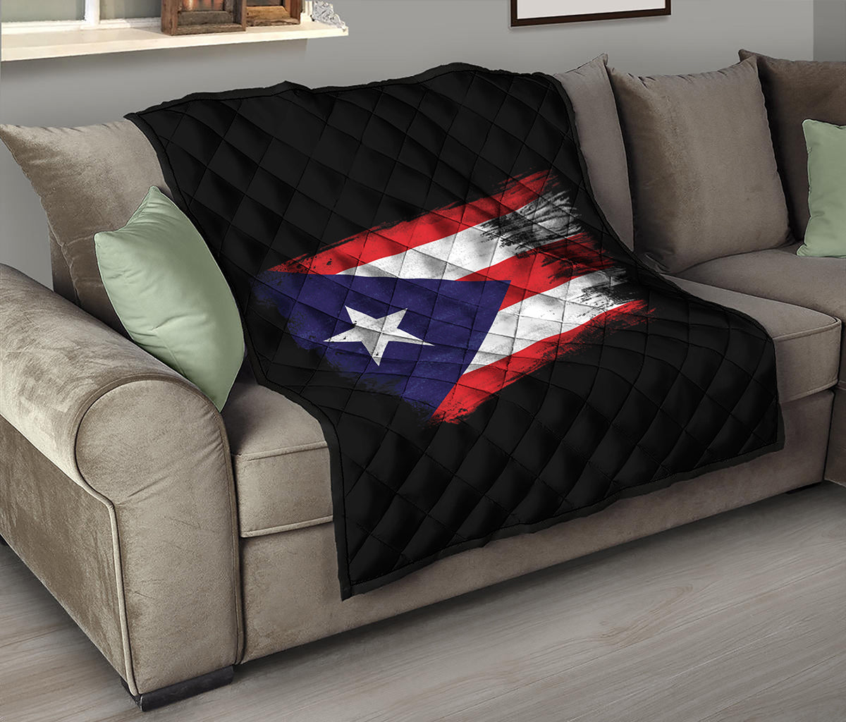 Flag Of Puerto Rico Print Quilt