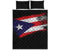 Flag Of Puerto Rico Print Quilt Bed Set