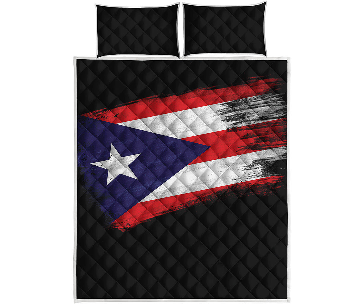 Flag Of Puerto Rico Print Quilt Bed Set