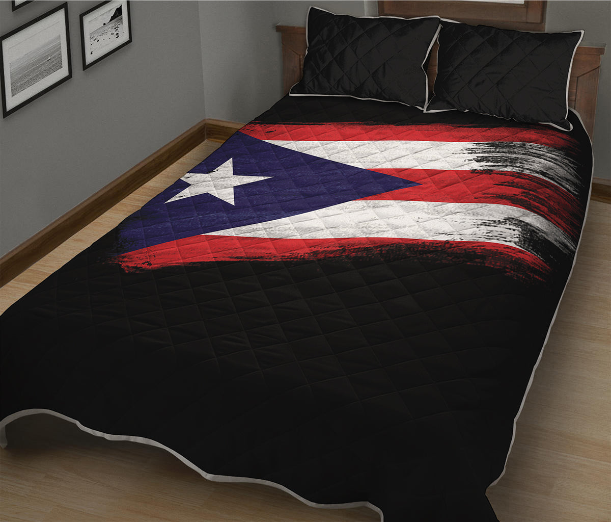 Flag Of Puerto Rico Print Quilt Bed Set