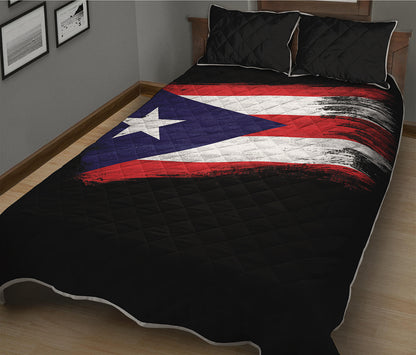 Flag Of Puerto Rico Print Quilt Bed Set