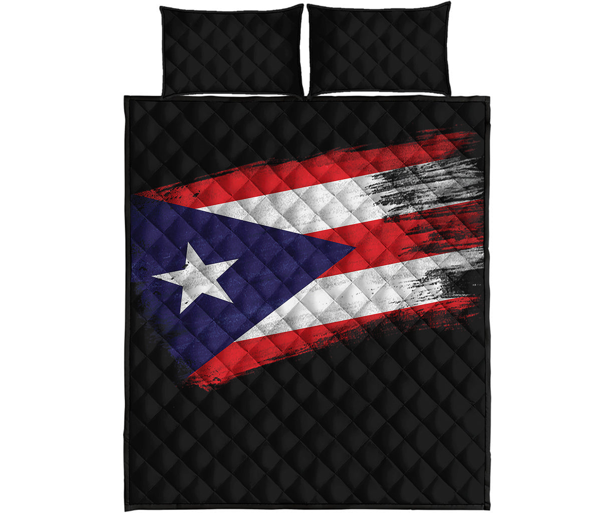 Flag Of Puerto Rico Print Quilt Bed Set