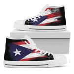 Flag Of Puerto Rico Print White High Top Shoes