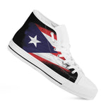 Flag Of Puerto Rico Print White High Top Shoes