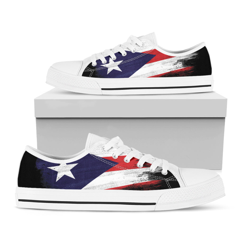 Flag Of Puerto Rico Print White Low Top Shoes