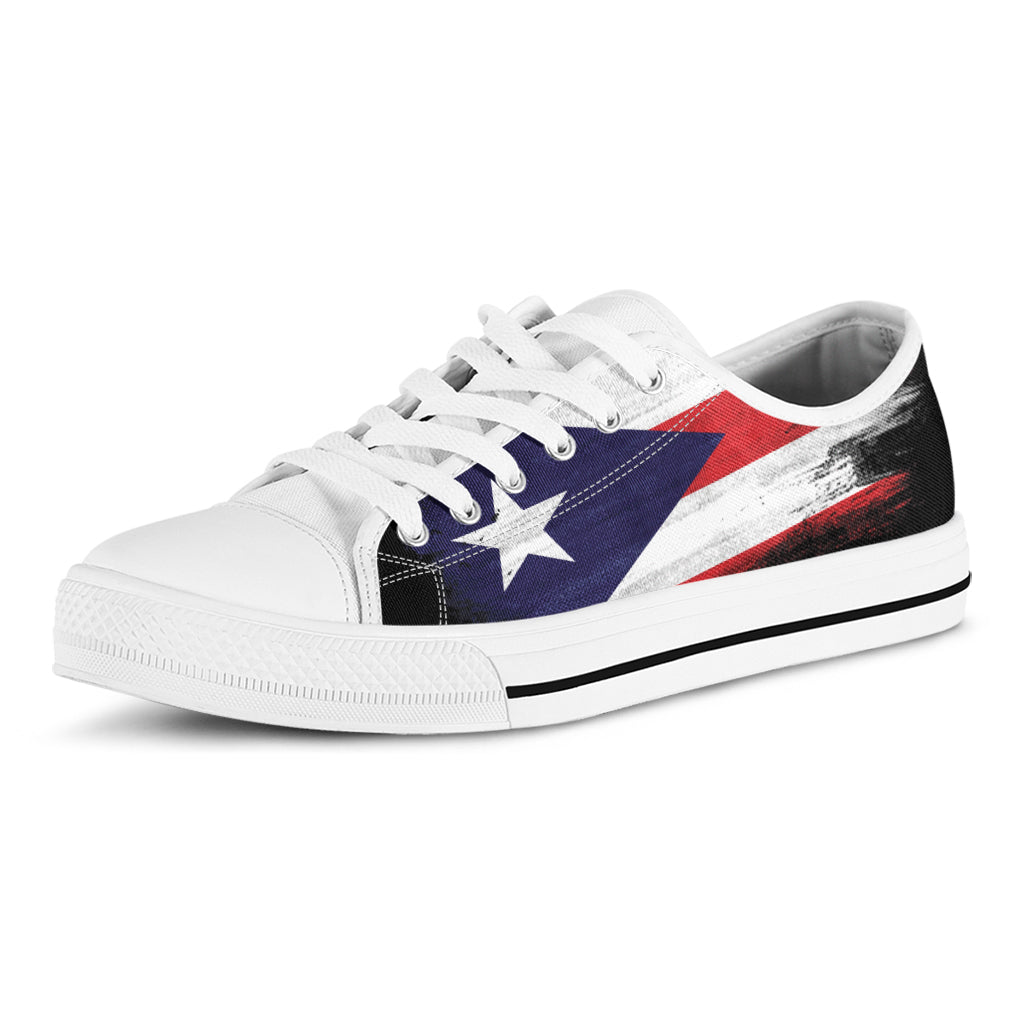 Flag Of Puerto Rico Print White Low Top Shoes