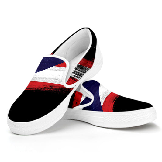 Flag Of Puerto Rico Print White Slip On Shoes