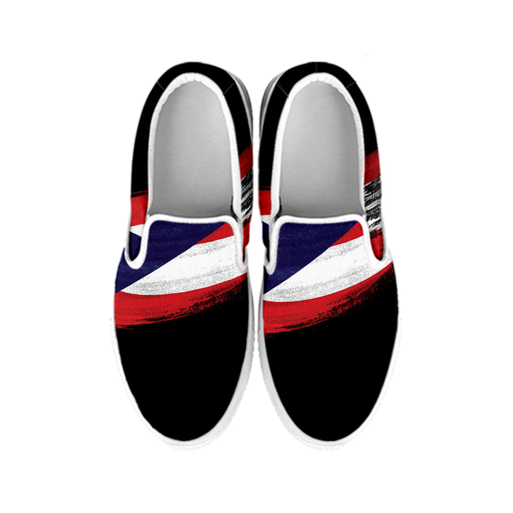 Flag Of Puerto Rico Print White Slip On Shoes