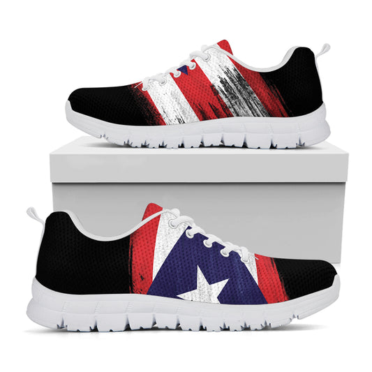 Flag Of Puerto Rico Print White Sneakers