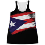 Flag Of Puerto Rico Print Women's Racerback Tank Top