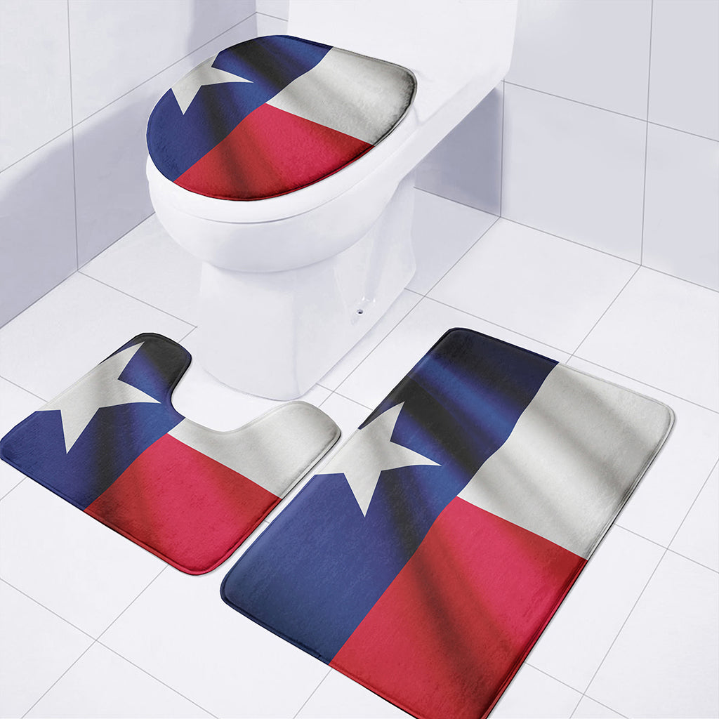 Flag Of Texas Print 3 Piece Bath Mat Set