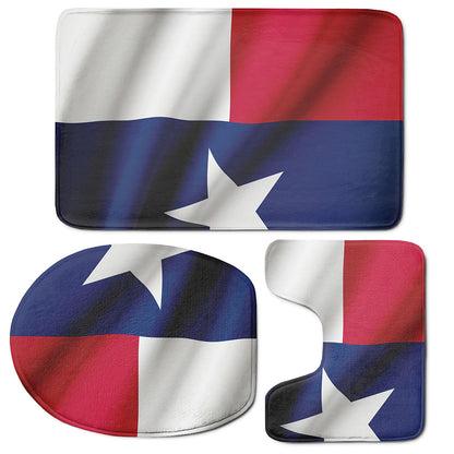 Flag Of Texas Print 3 Piece Bath Mat Set