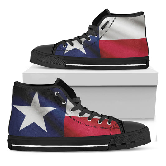 Flag Of Texas Print Black High Top Shoes
