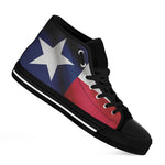 Flag Of Texas Print Black High Top Shoes