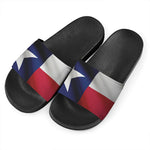 Flag Of Texas Print Black Slide Sandals