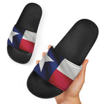 Flag Of Texas Print Black Slide Sandals