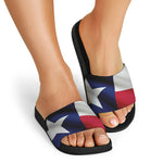 Flag Of Texas Print Black Slide Sandals