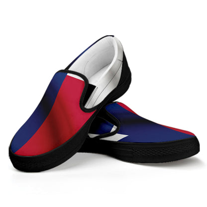 Flag Of Texas Print Black Slip On Shoes