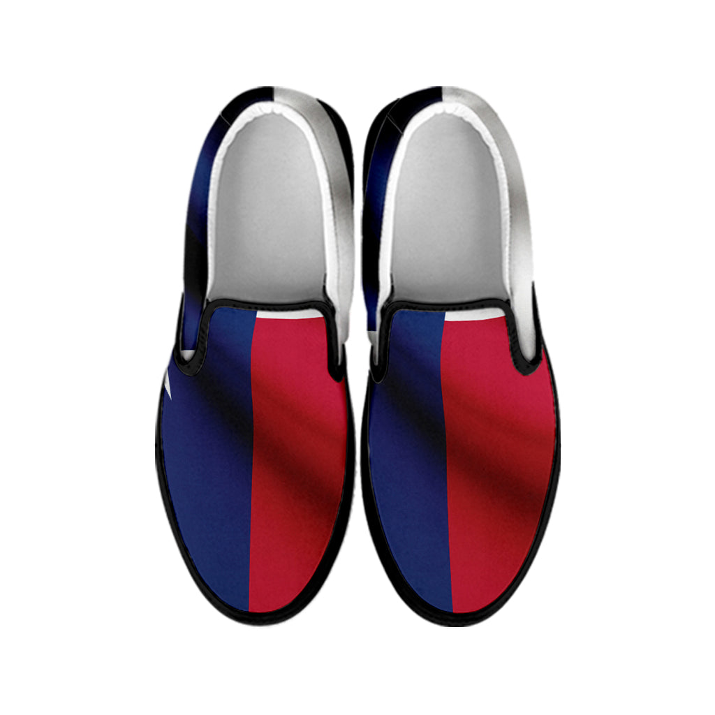 Flag Of Texas Print Black Slip On Shoes