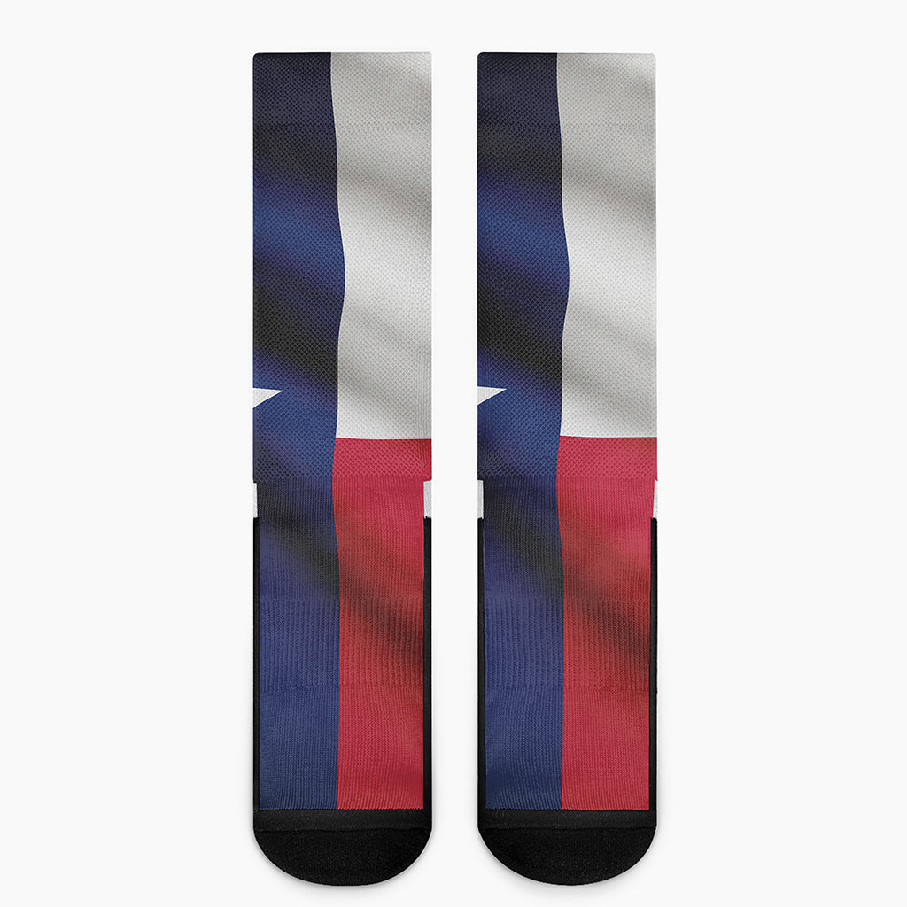Flag Of Texas Print Crew Socks