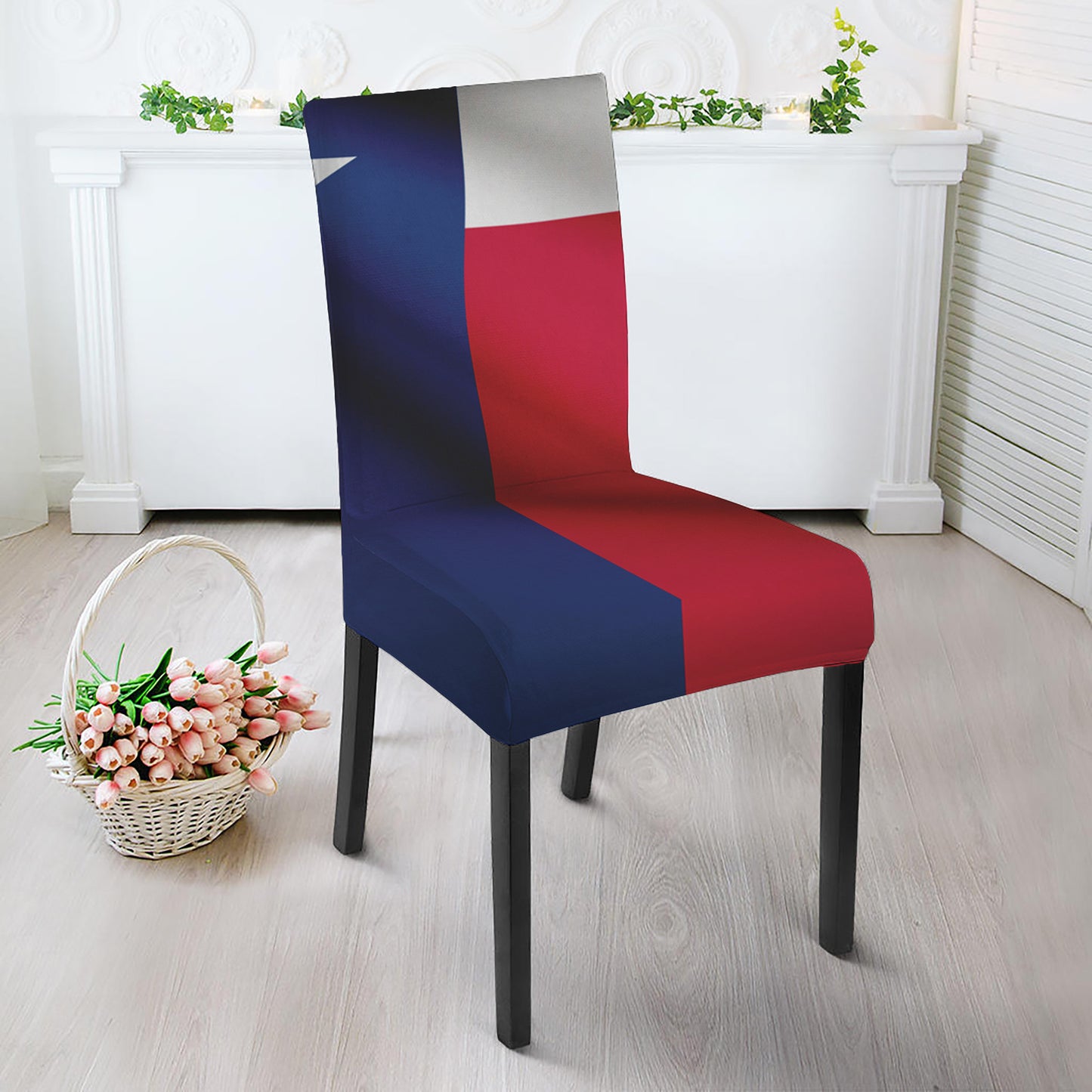 Flag Of Texas Print Dining Chair Slipcover