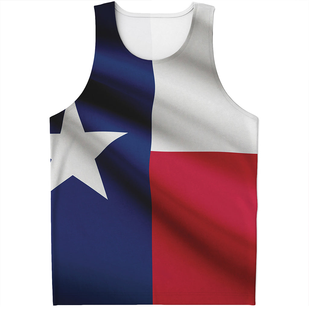 Flag Of Texas Print Men's Tank Top