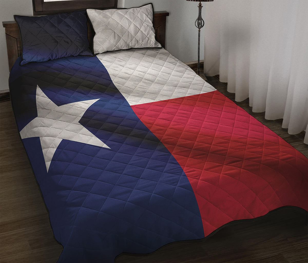 Flag Of Texas Print Quilt Bed Set