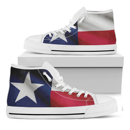Flag Of Texas Print White High Top Shoes