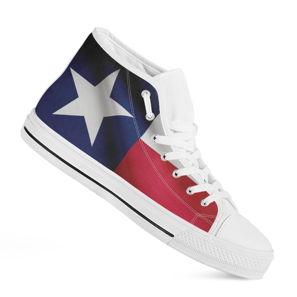 Flag Of Texas Print White High Top Shoes