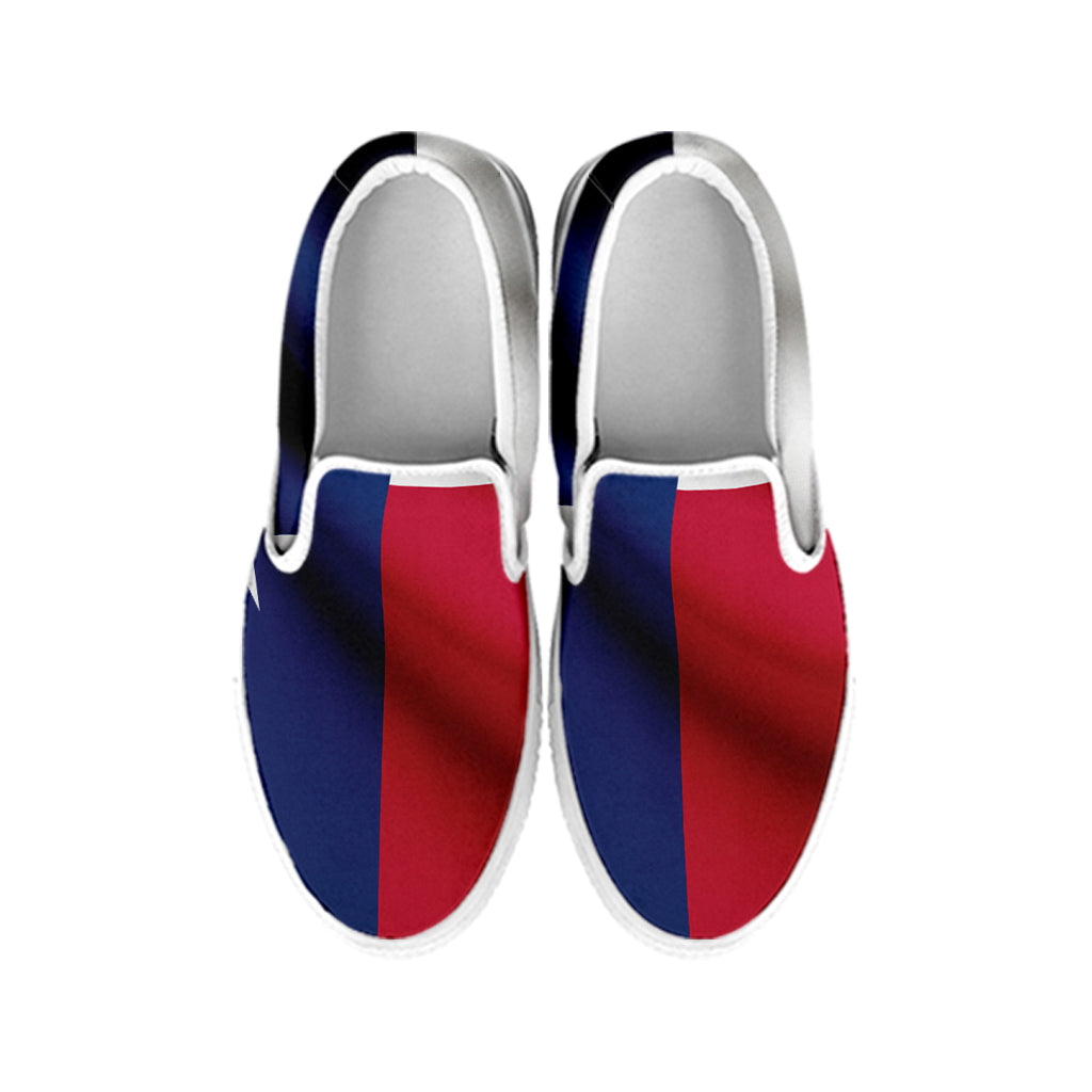 Flag Of Texas Print White Slip On Shoes