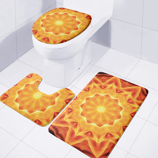 Flame Kaleidoscope Print 3 Piece Bath Mat Set