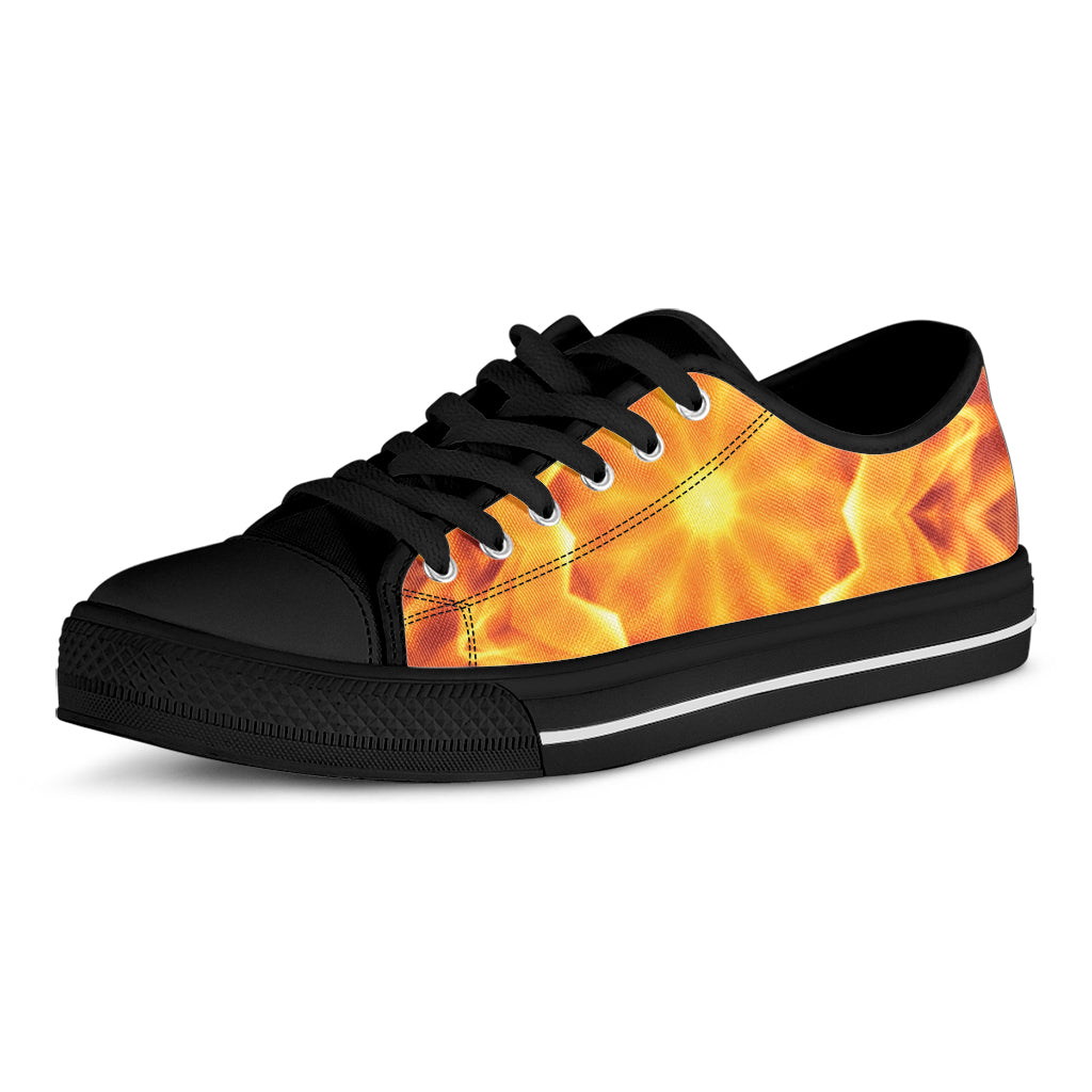 Flame Kaleidoscope Print Black Low Top Shoes