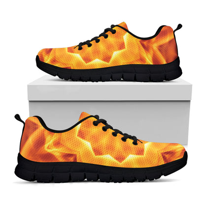 Flame Kaleidoscope Print Black Sneakers