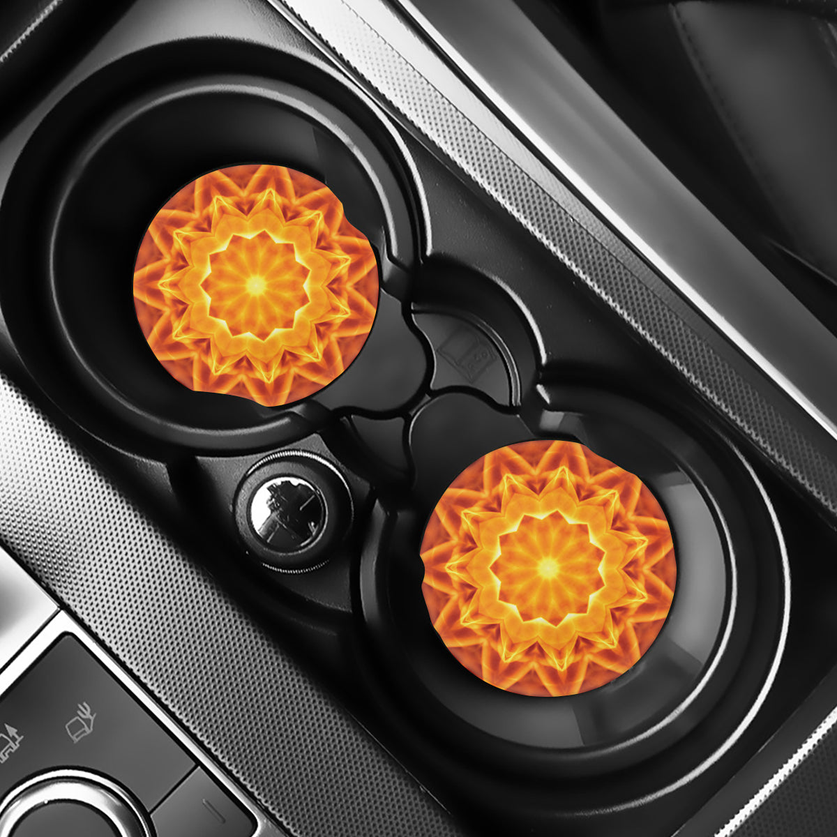 Flame Kaleidoscope Print Car Coasters