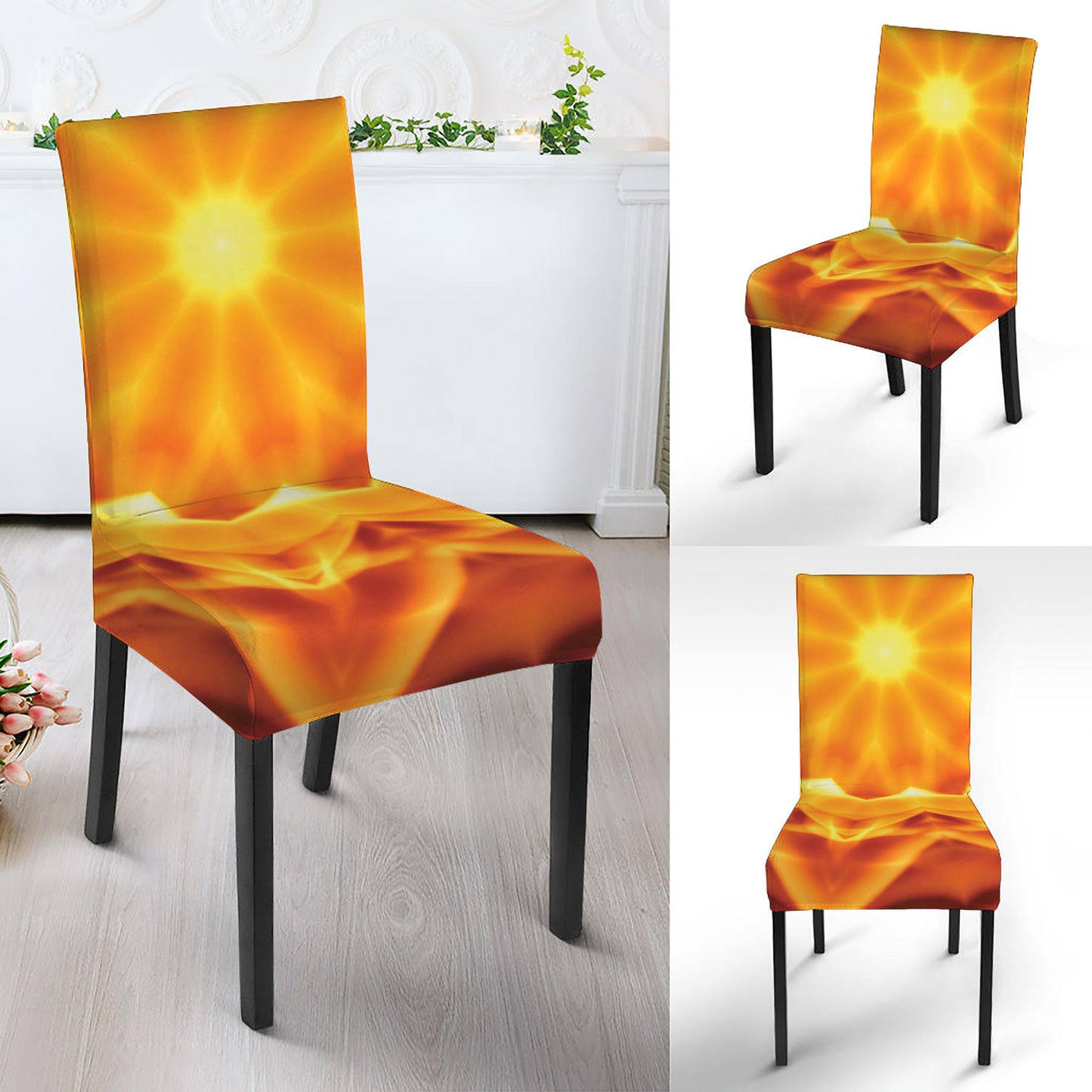 Flame Kaleidoscope Print Dining Chair Slipcover