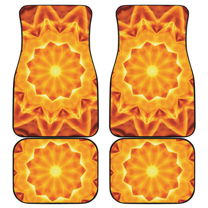 Flame Kaleidoscope Print Front and Back Car Floor Mats