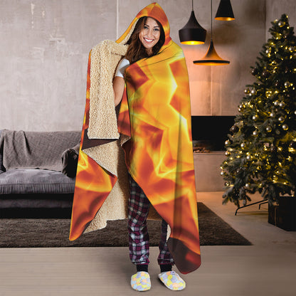 Flame Kaleidoscope Print Hooded Blanket