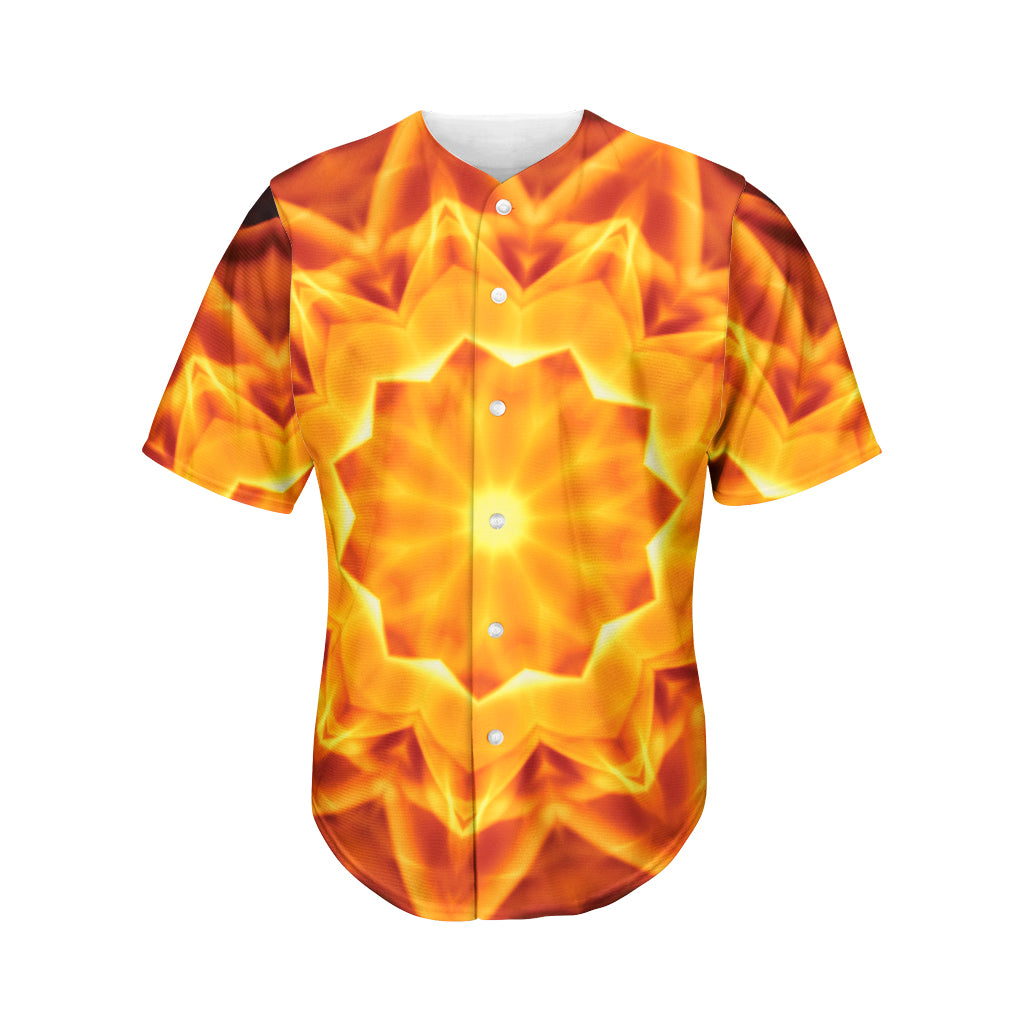 Flame Kaleidoscope Print Men's Baseball Jersey