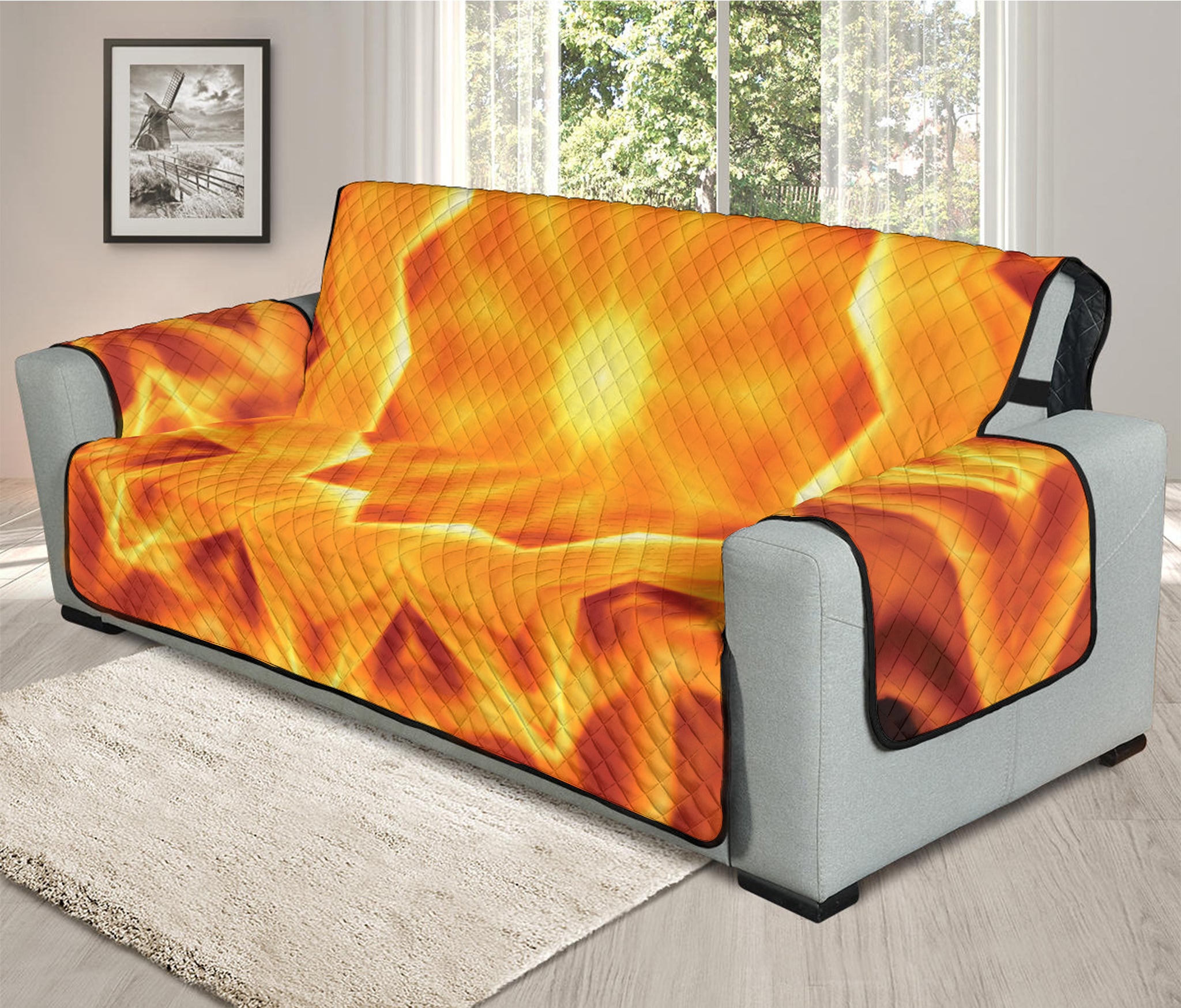 Flame Kaleidoscope Print Oversized Sofa Protector