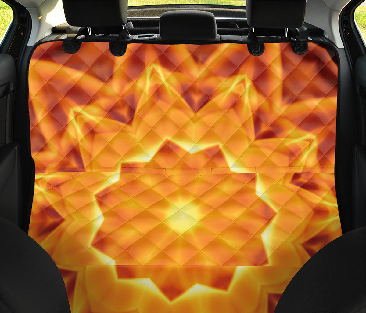 Flame Kaleidoscope Print Pet Car Back Seat Cover