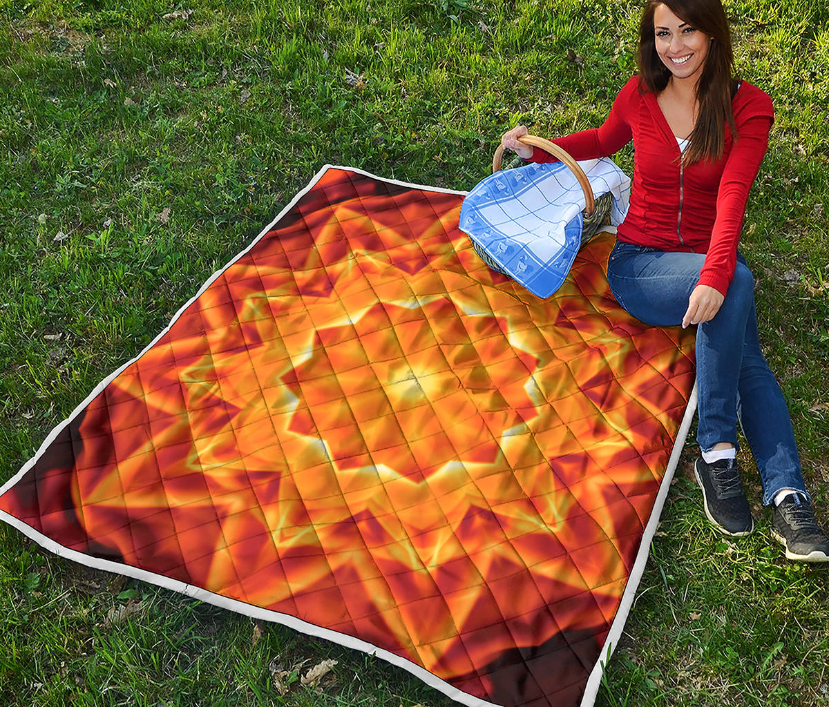 Flame Kaleidoscope Print Quilt