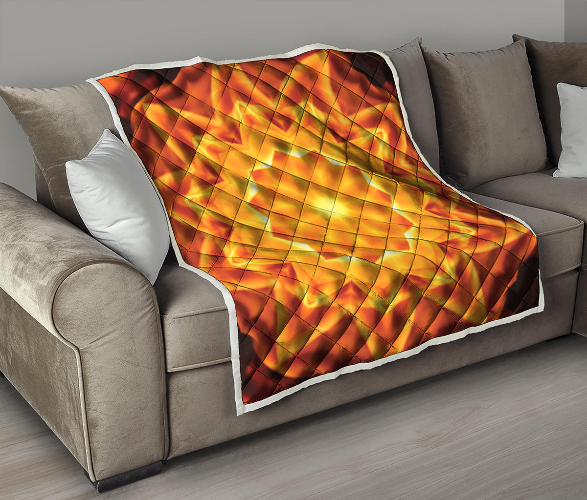 Flame Kaleidoscope Print Quilt