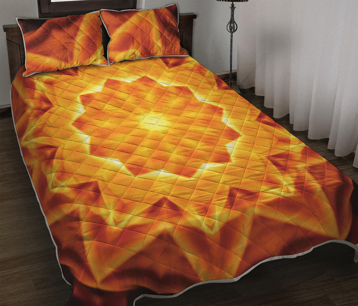 Flame Kaleidoscope Print Quilt Bed Set