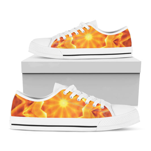 Flame Kaleidoscope Print White Low Top Shoes
