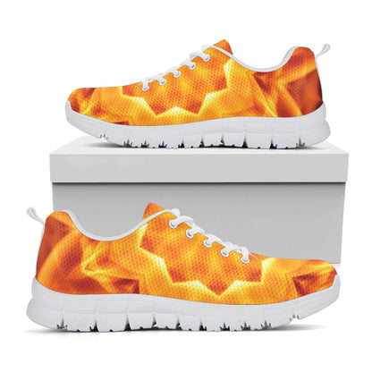Flame Kaleidoscope Print White Sneakers