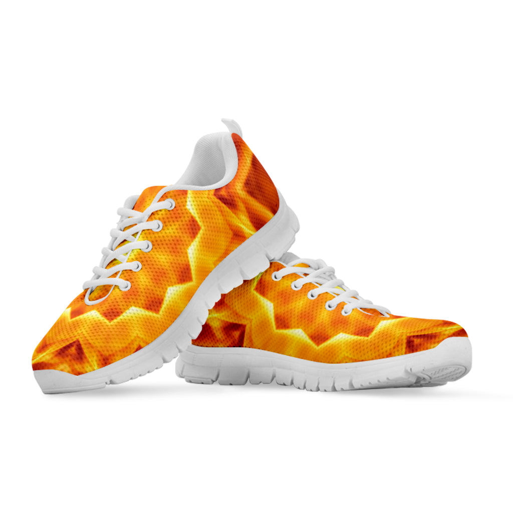 Flame Kaleidoscope Print White Sneakers