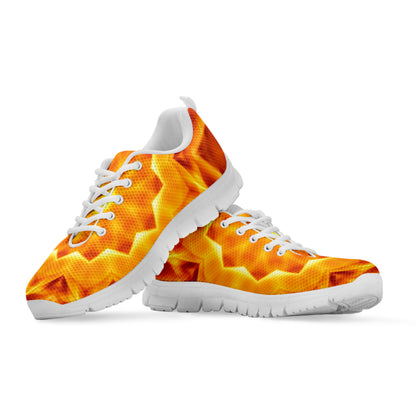 Flame Kaleidoscope Print White Sneakers