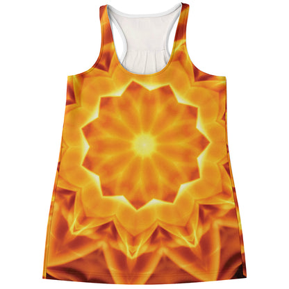Flame Kaleidoscope Print Women's Racerback Tank Top